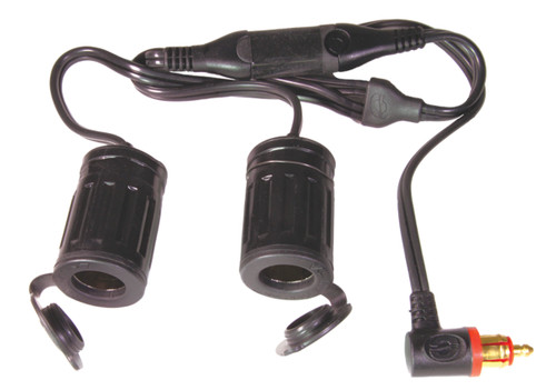 Tecmate OptiMate Bike 90° Plug In, 2 x Auto Socket Out Y-Splitter Cable (O-36)