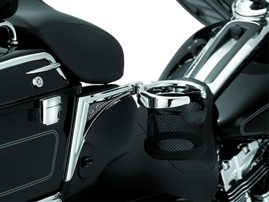 Kuryakyn #1482 - Passenger Drink Holder With Basket 98-13 Touring Right Side Chrome