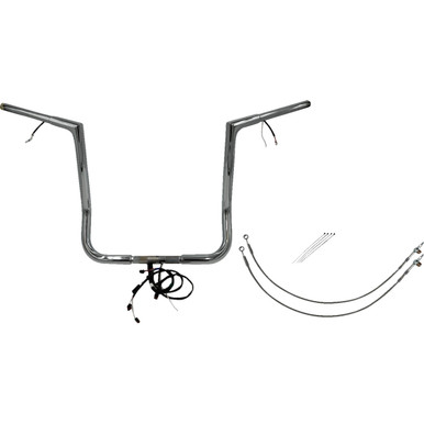 FAT Baggers INC. #701216 - EZ Install Wired 1-1/4" Flat Top Handlebar Kit - 16" - Chrome