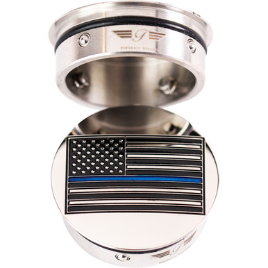 Figurati Designs #FD70-ABFL-SS - Swing Arm Covers - Blue Line American Flag - Custom - Reversed